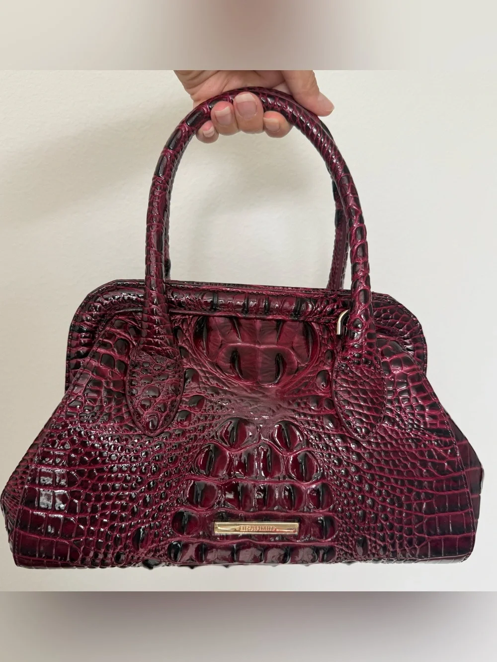 Brahmin Mika Satchel Cherry Lacquer Melbourne Leather